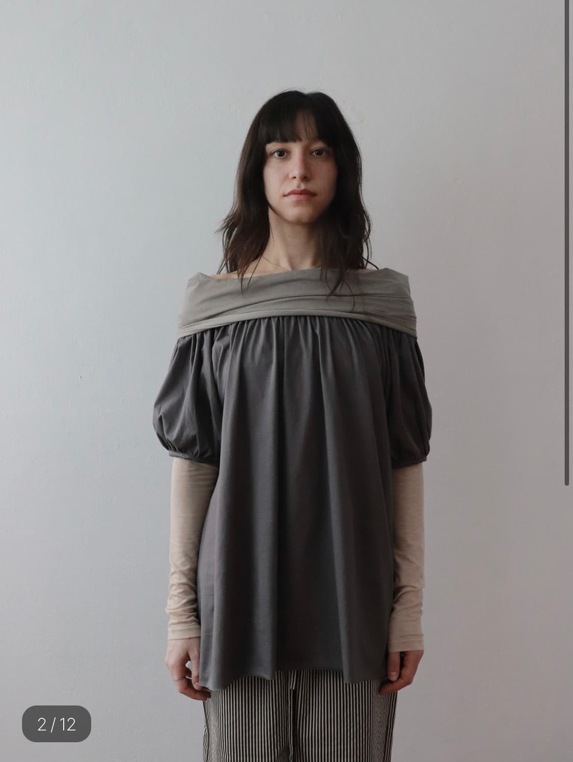 Amorshaee 백 리본 탑 그레이 상품이미지1