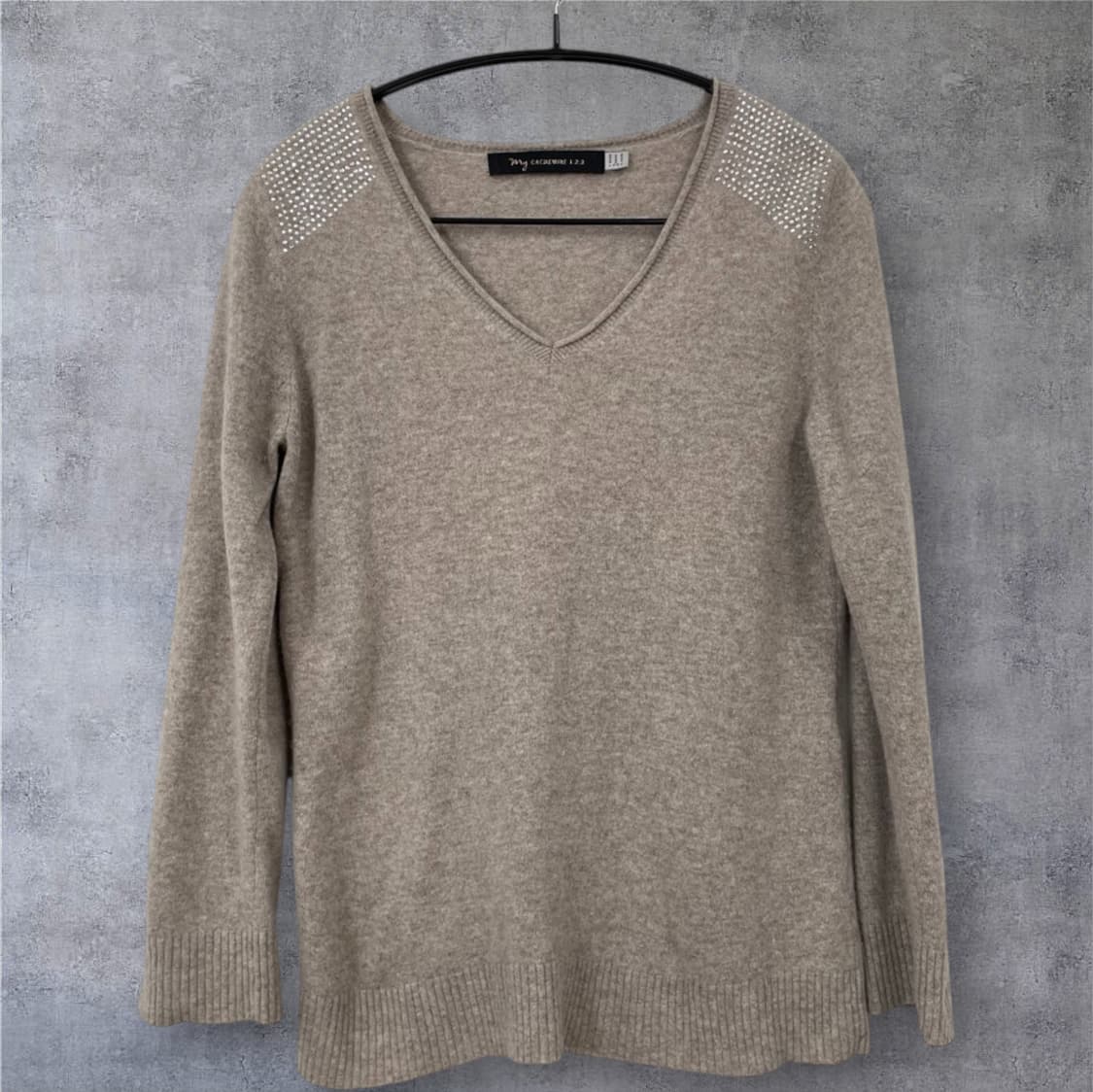 Maison123 베이지 캐시미어100 브이넥 니트 42/44  상품이미지7