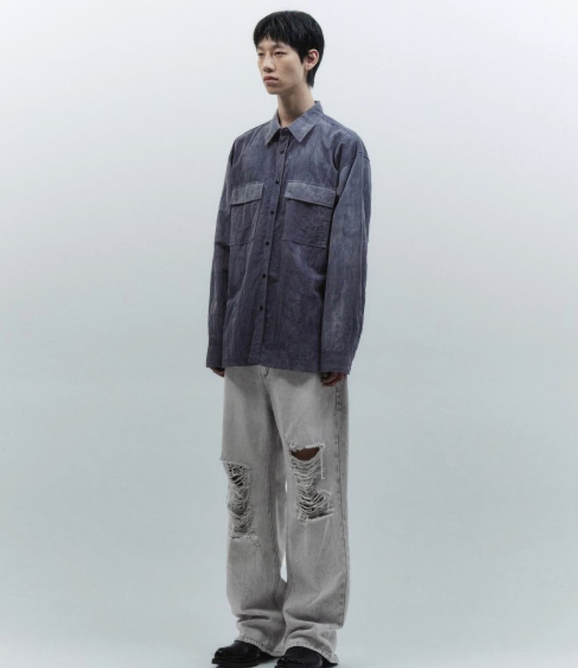 인사일런스 피그먼트 워시드 나일론 셔츠 BLUE 상품이미지1