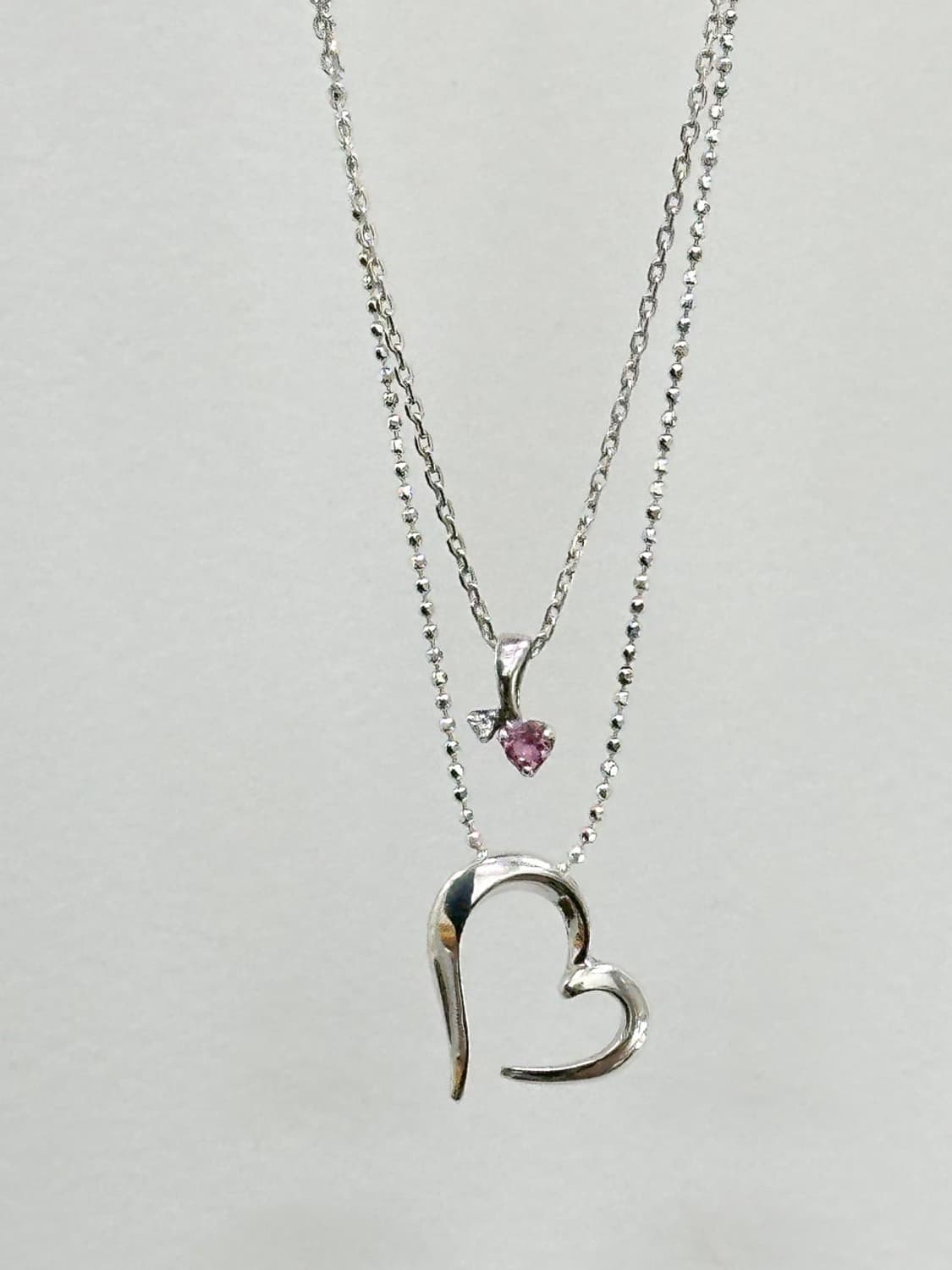 courreges / 꾸레쥬 실버925 하트 펜던트 목걸이 2종 세트 상품이미지5