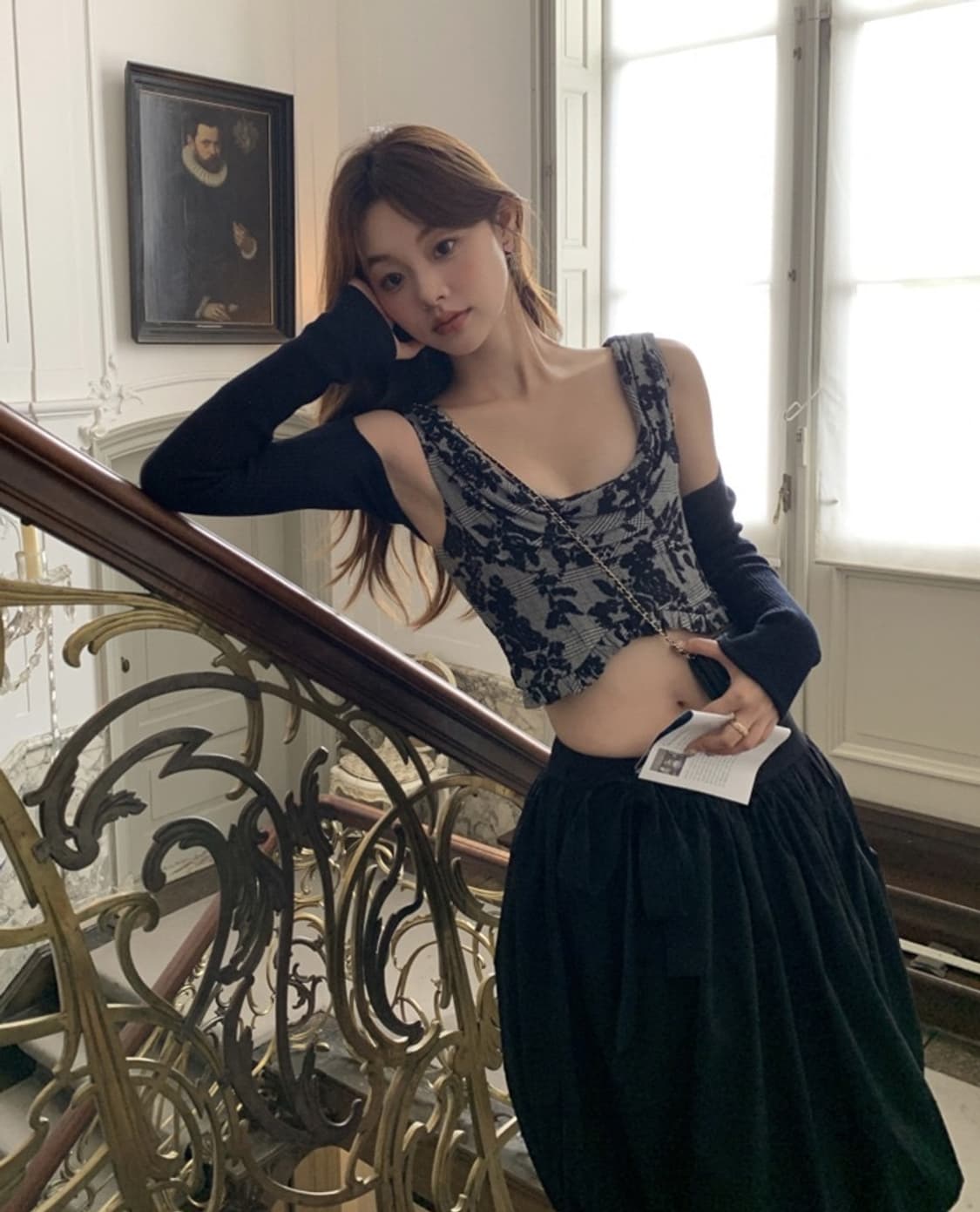 서쿠키 반룬 자카드 탑 xs 상품이미지1