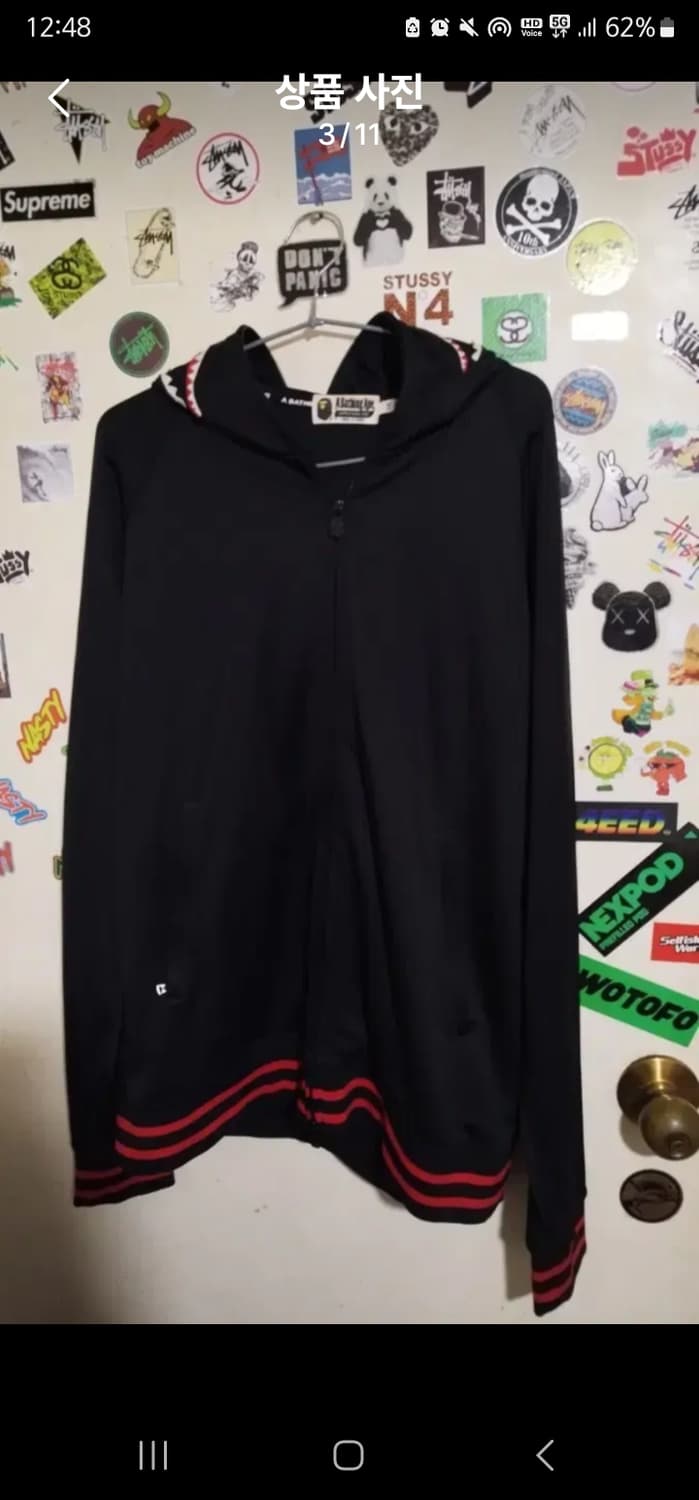 xxl 2xl 베이프 샤크후드 후드 집업 블랙 저지 집업 후디 bape 상품이미지3