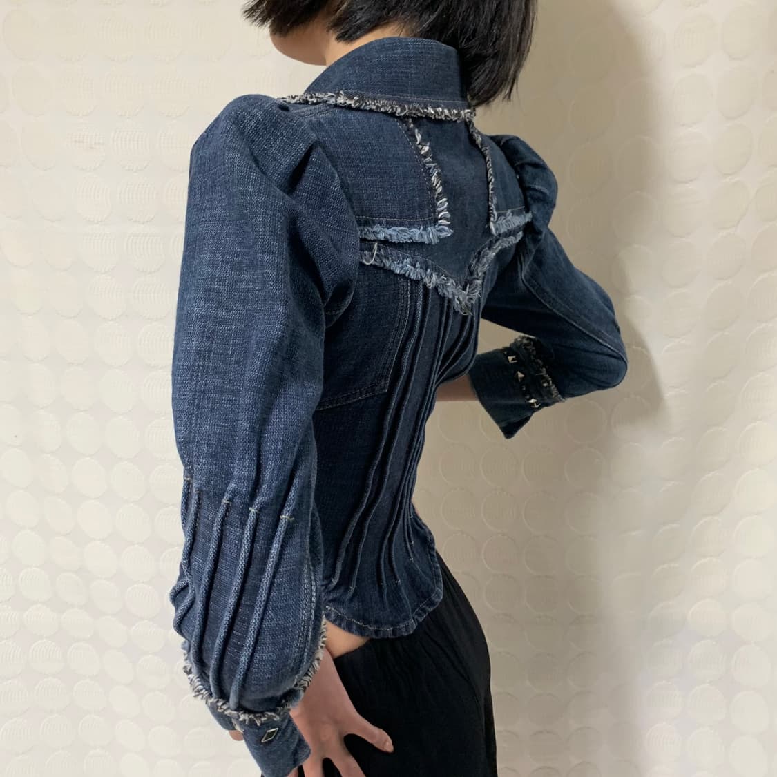 저스트 카발리 데님 스터드 7부 소매 재킷 상품이미지3