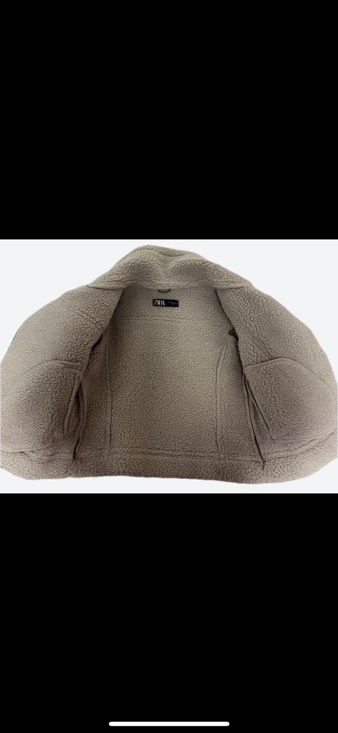 자라 ZARA 스웨이드 무스탕 카키 브라운 XS 퍼 하이넥 기본 클래식 상품이미지5