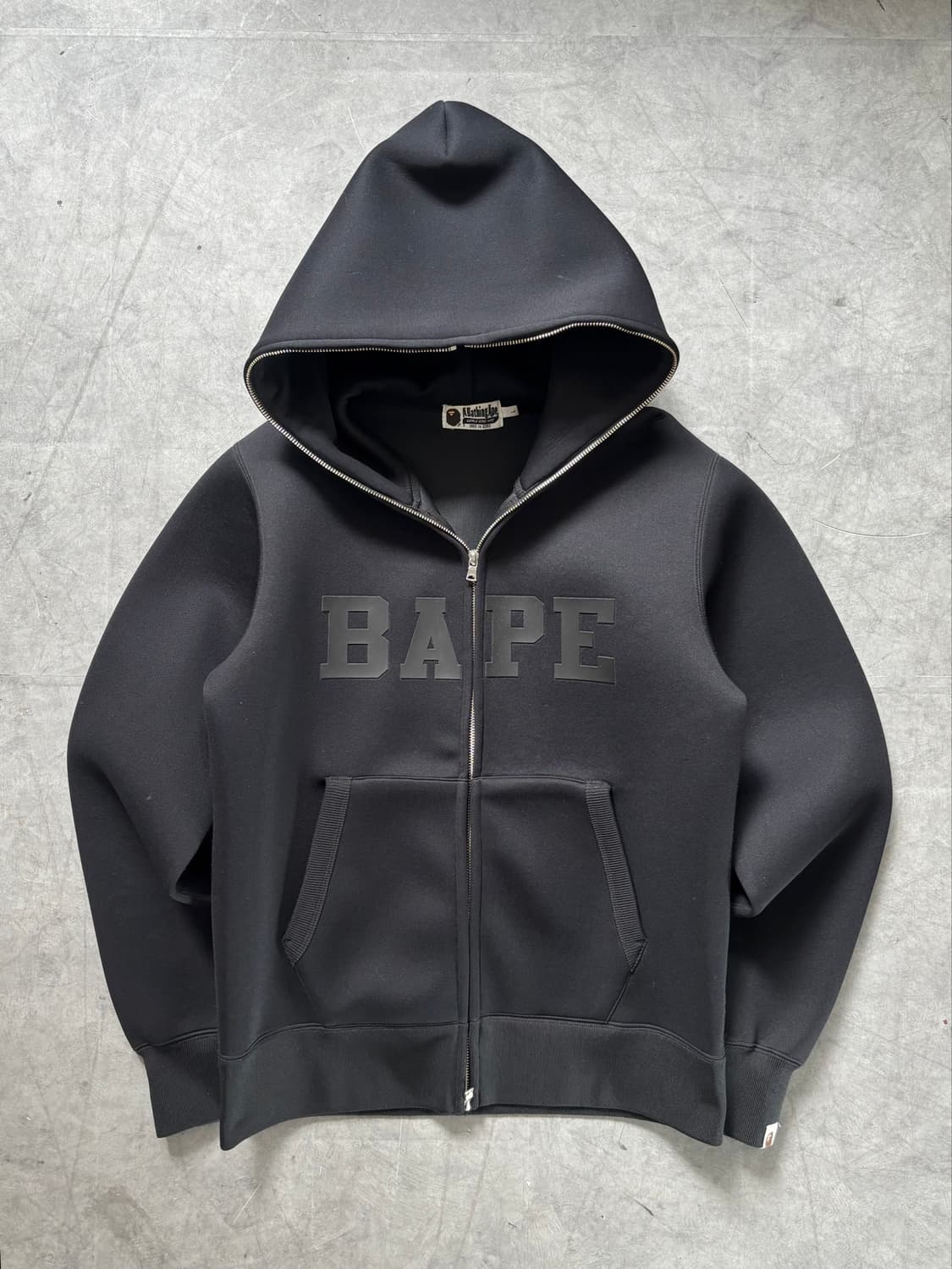 Bape 베이프 블랙 네오프렌 풀 집업 후드 집업 상품이미지1