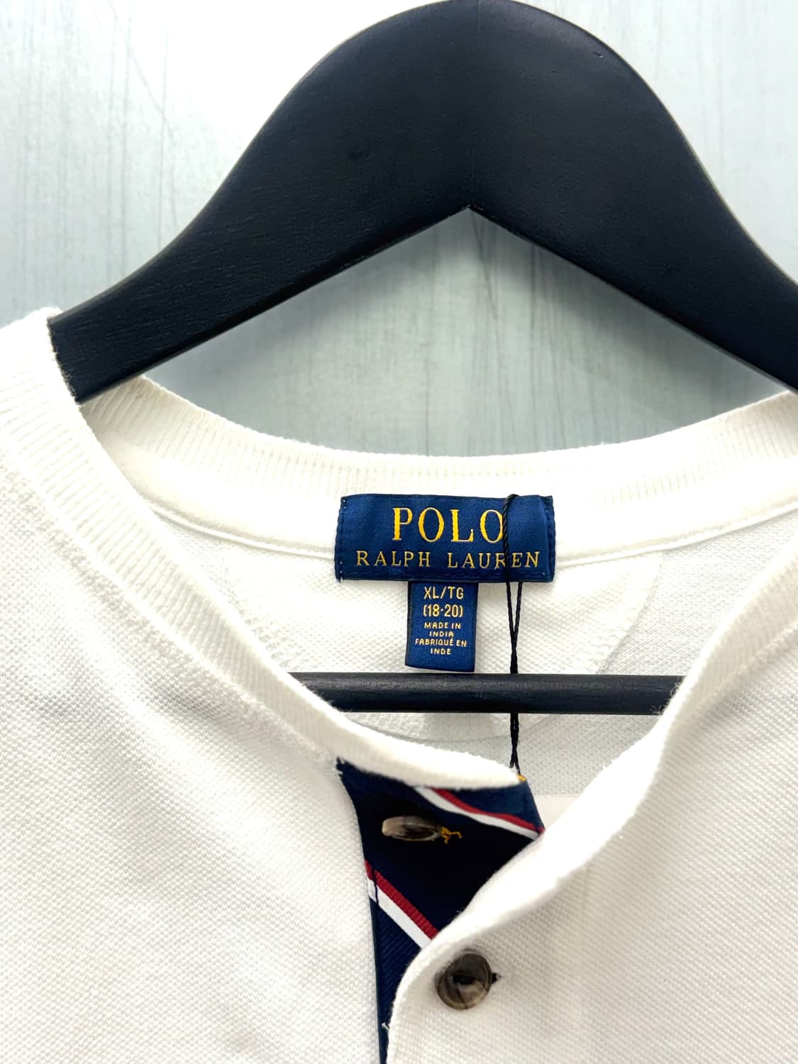 Polo 폴로 랄프로렌 화이트 색상 코튼 헨리넥 반팔 티셔츠 상품이미지3