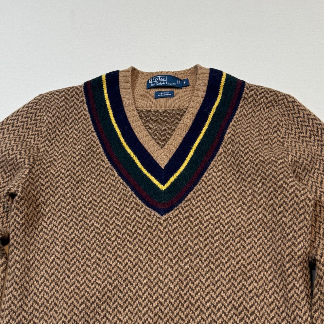 S) 폴로 랄프로렌 울 캐시미어 해링본 크리켓 니트 상품이미지3
