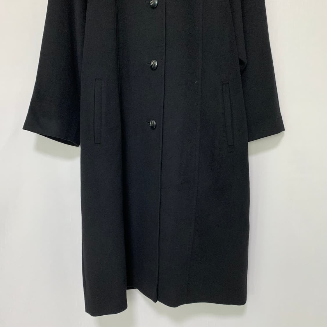 jpn 일본 빈티지 블랙 버튼 롱코트 캐시미어 100% 상품이미지3
