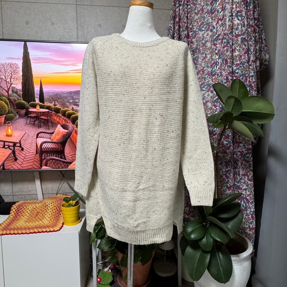 탑텐 아이보리 네프사 엘보패치 롱 니트 상품이미지7