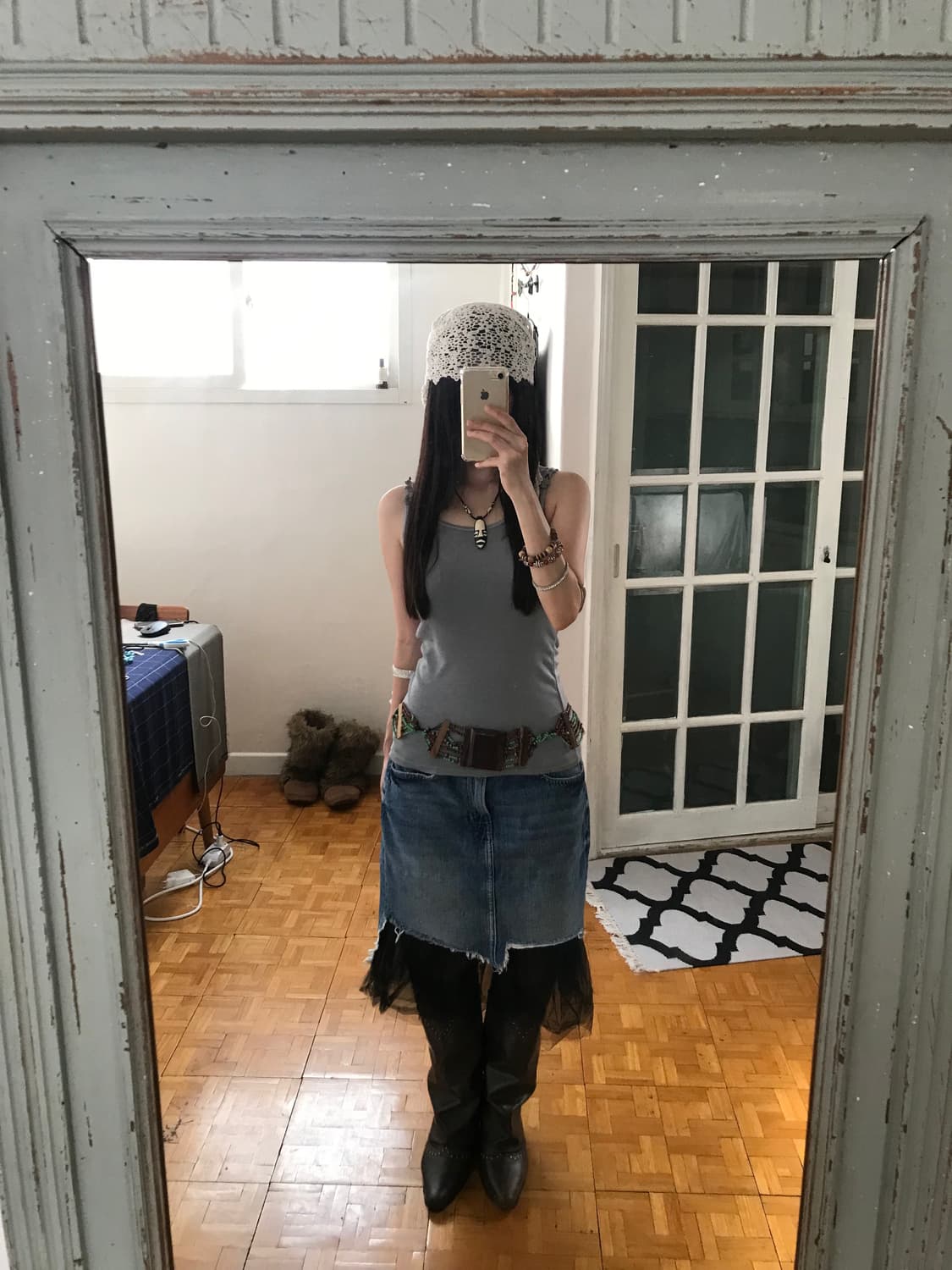 vintage denim sha skirt (29inch) 상품이미지5