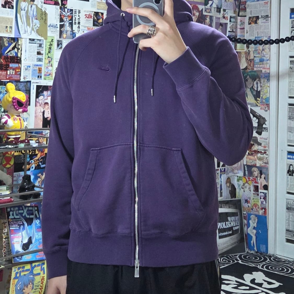 나이키 퍼플 투웨이 스우시 자수 후드집업 상품이미지2