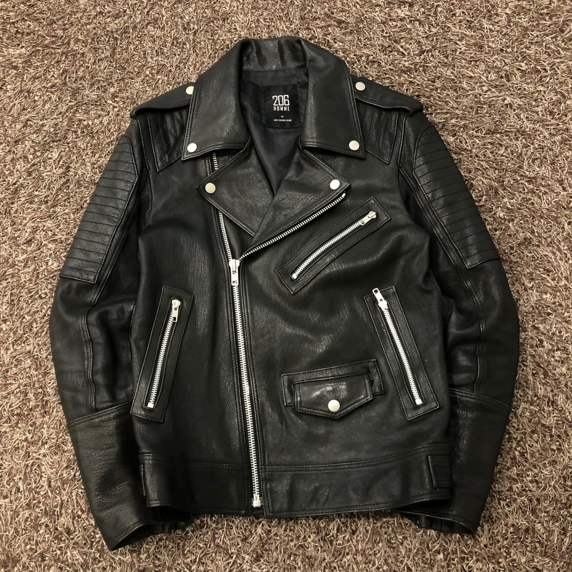 206옴므 양가죽 레더 라이더 자켓 상품이미지1