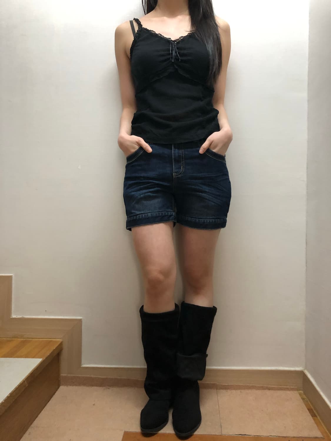 빈티지 데님 레오파드 프린팅 디테일 팬츠 상품이미지5