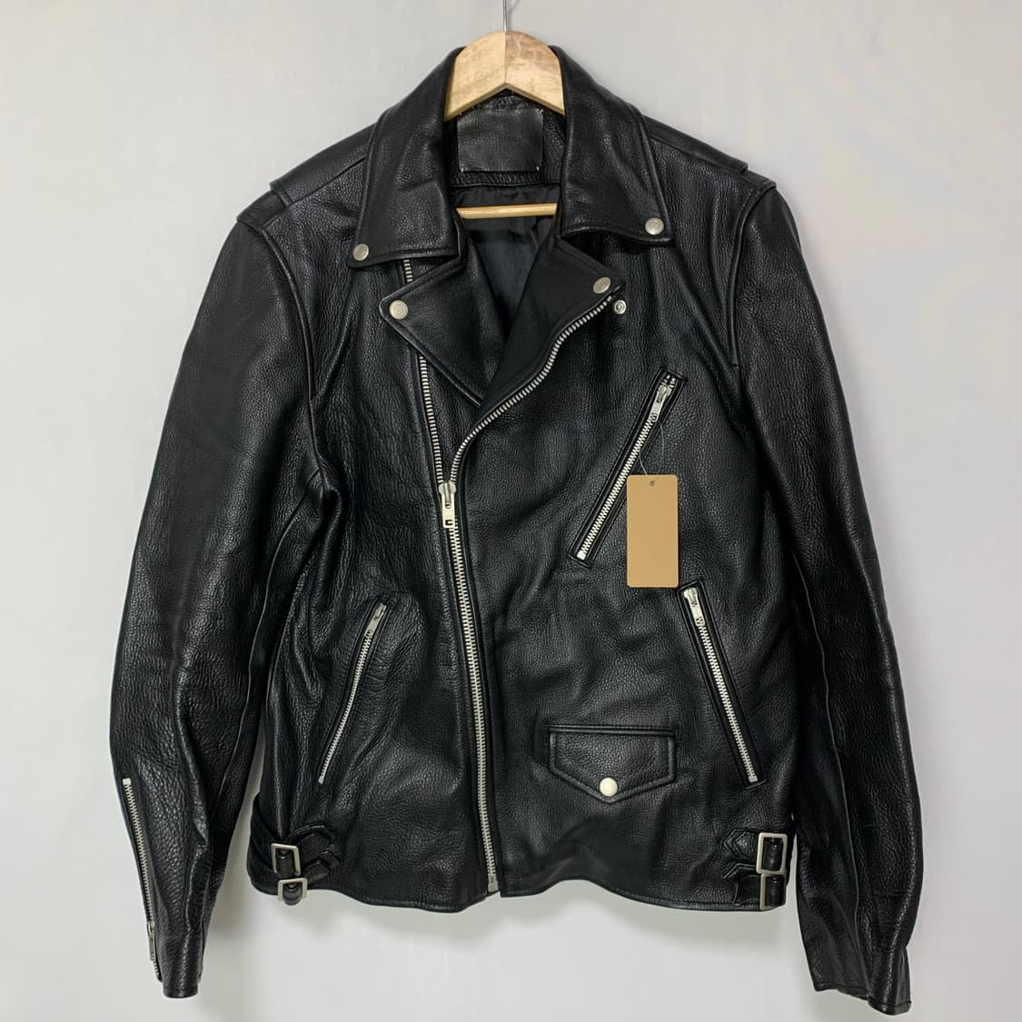빈티지 리얼레더 천연가죽 라이더 바이커 자켓 블랙 XL 상품이미지2