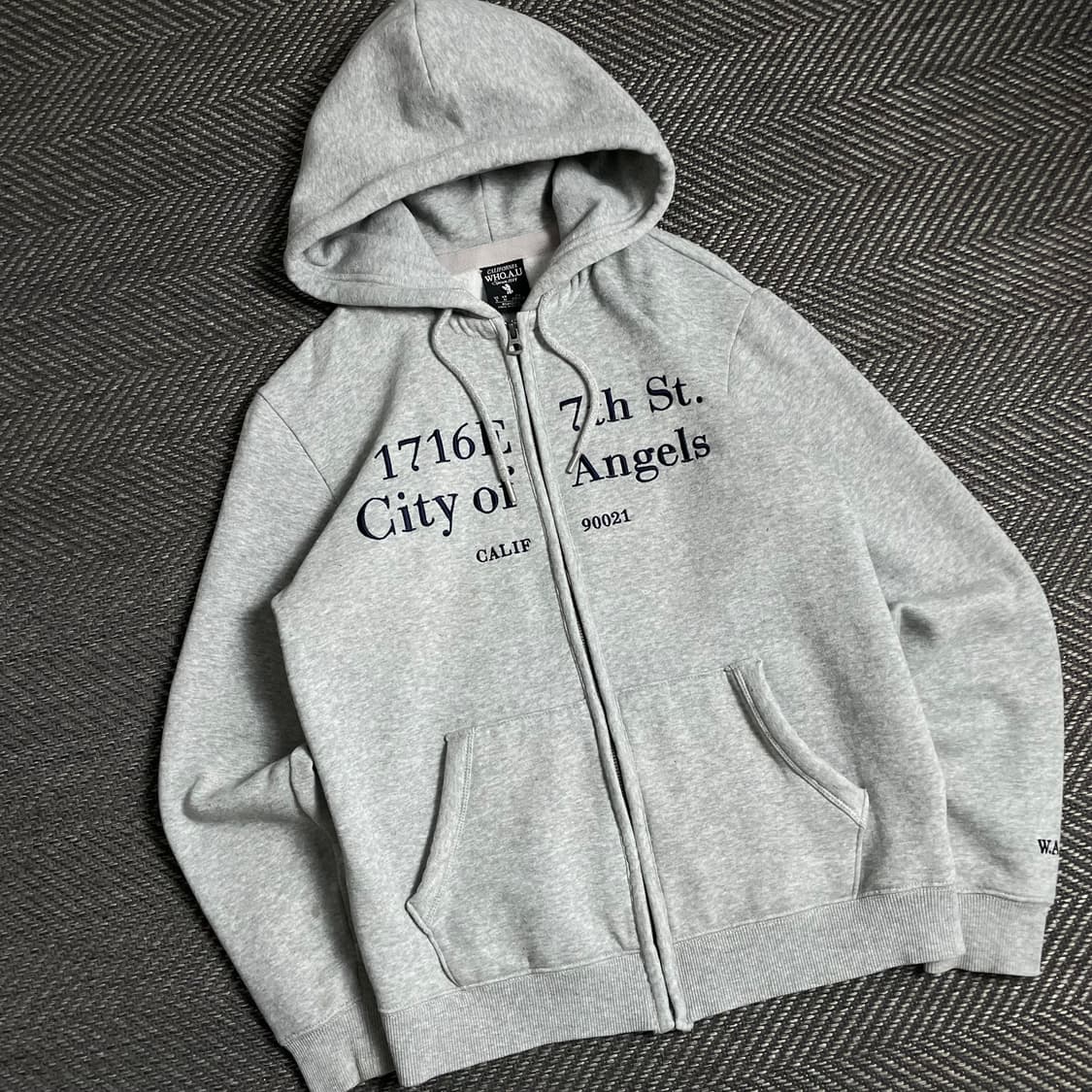 후아유 레터링 오버핏 그레이 후드집업y 4858 상품이미지1