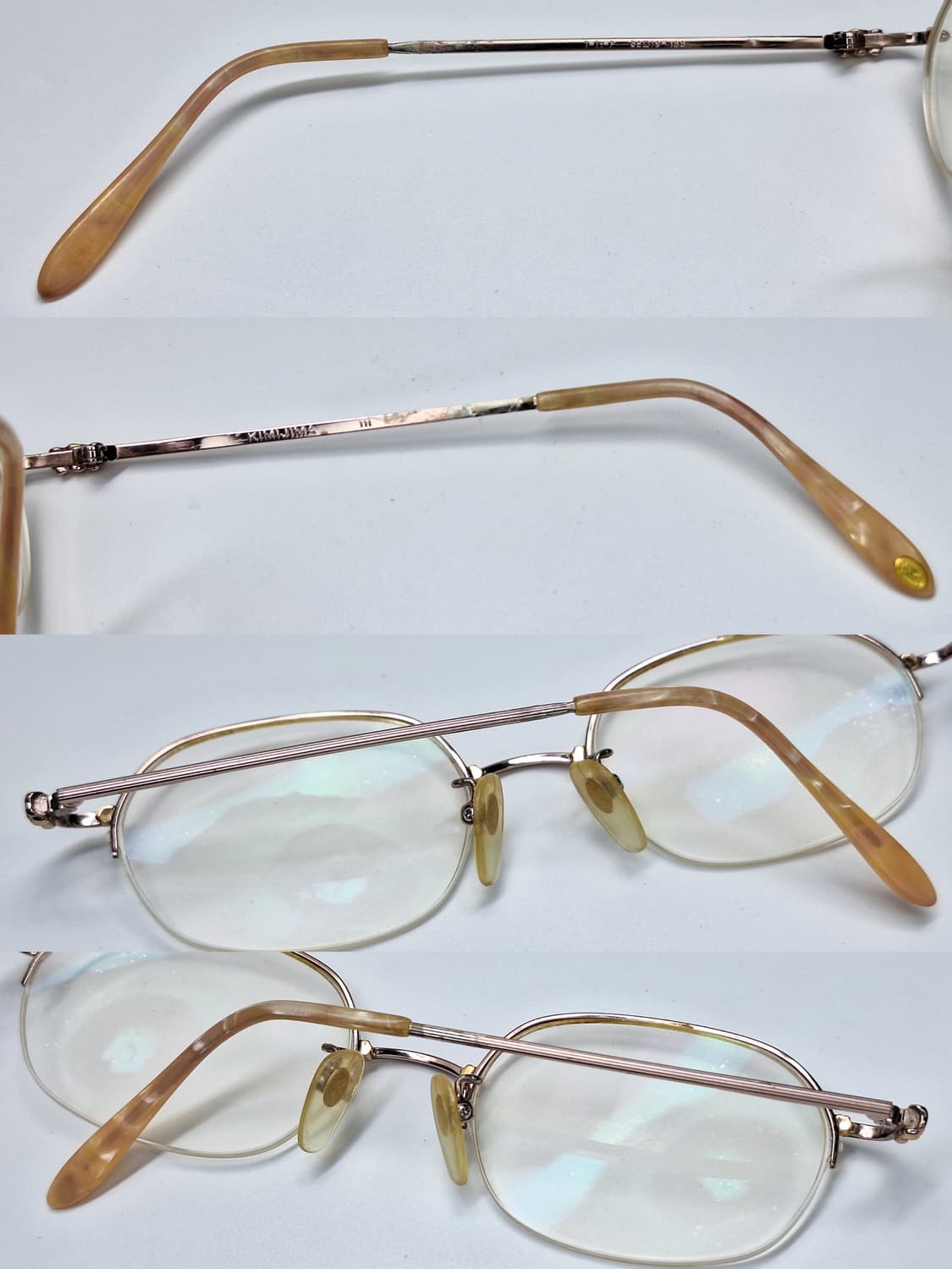 00s 일본 빈티지/KIMIJIMA 111 장미 장식 티타늄 반무테 안경 상품이미지3