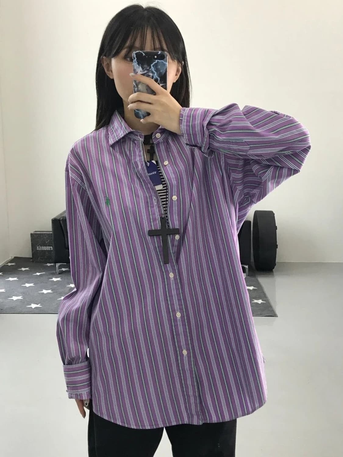 폴로랄프로렌 스트라이프 퍼플 셔츠 상품이미지2
