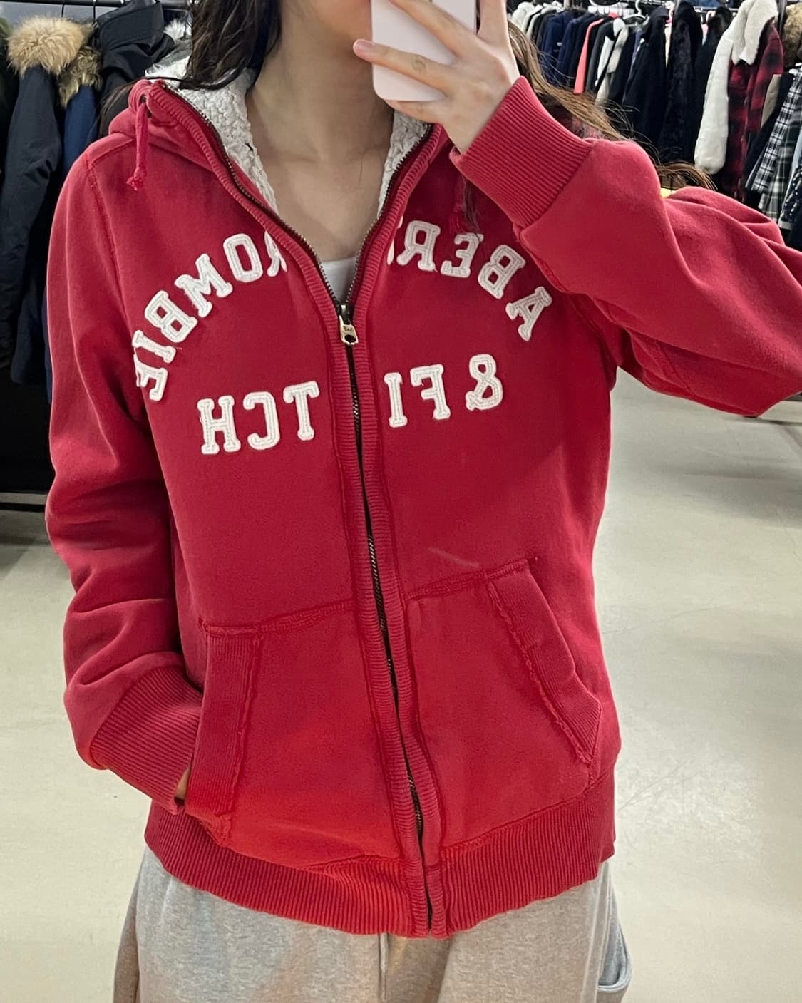 아베크롬비 레드 후드집업 상품이미지2