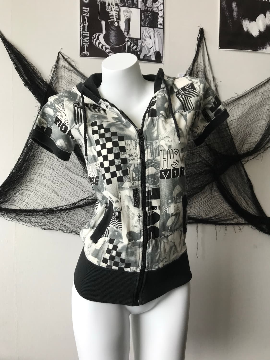 00s pattern cotton hoddie halfsleeve  상품이미지1