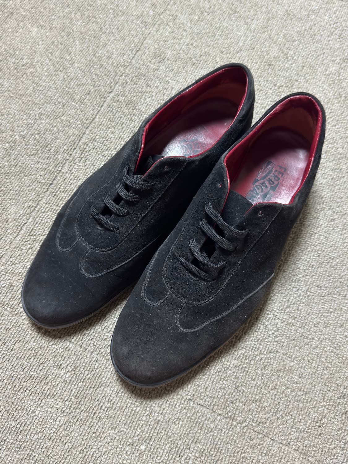 페라가모 블랙 스웨이드 슈즈 9C (데미지품)  상품이미지1