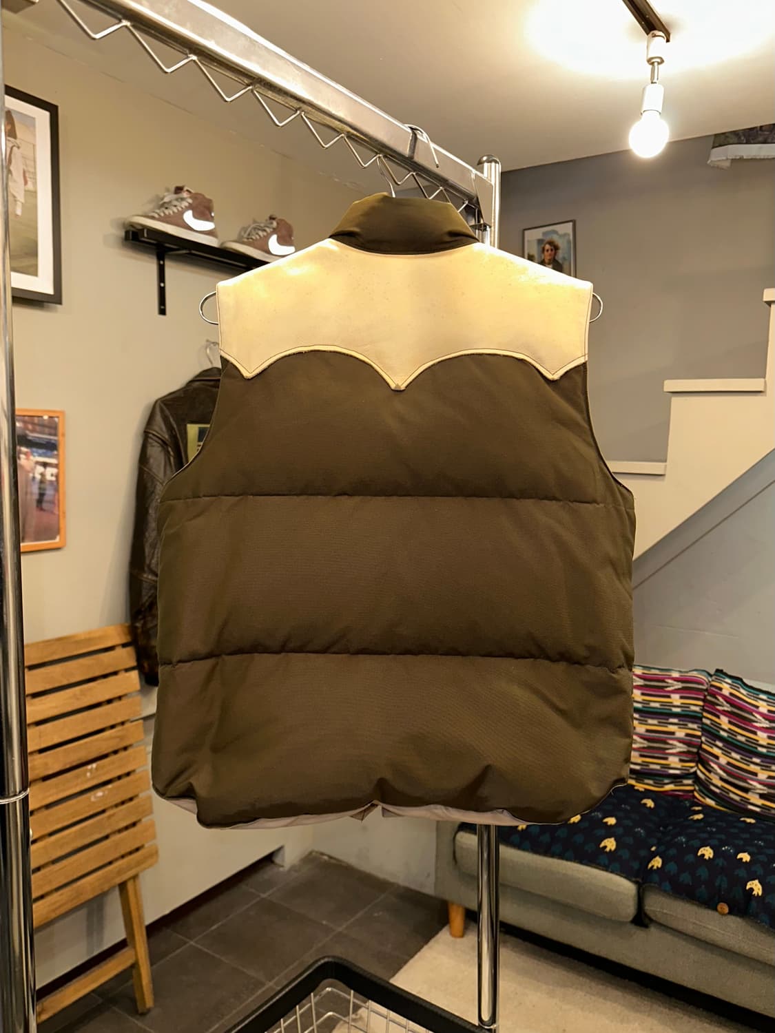 Sugar Cane leather yoke T/C down vest 상품이미지8