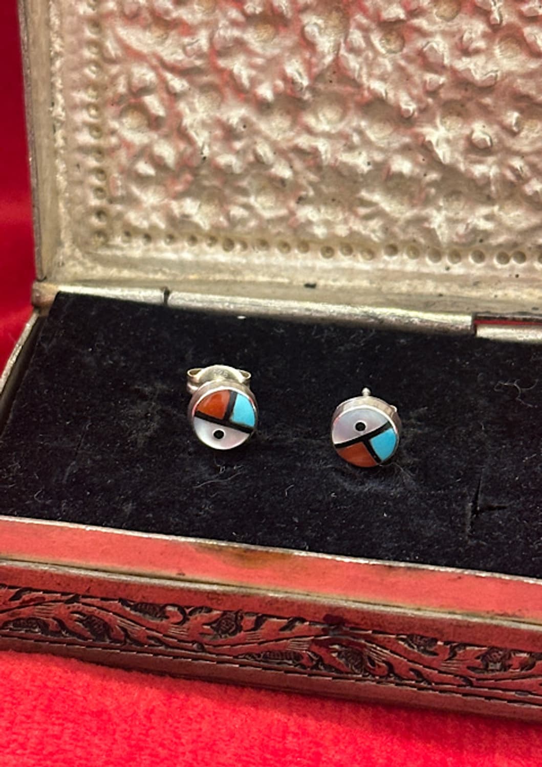 Vintage 925Silver Zuni Sunface Inlay Ear 상품이미지1