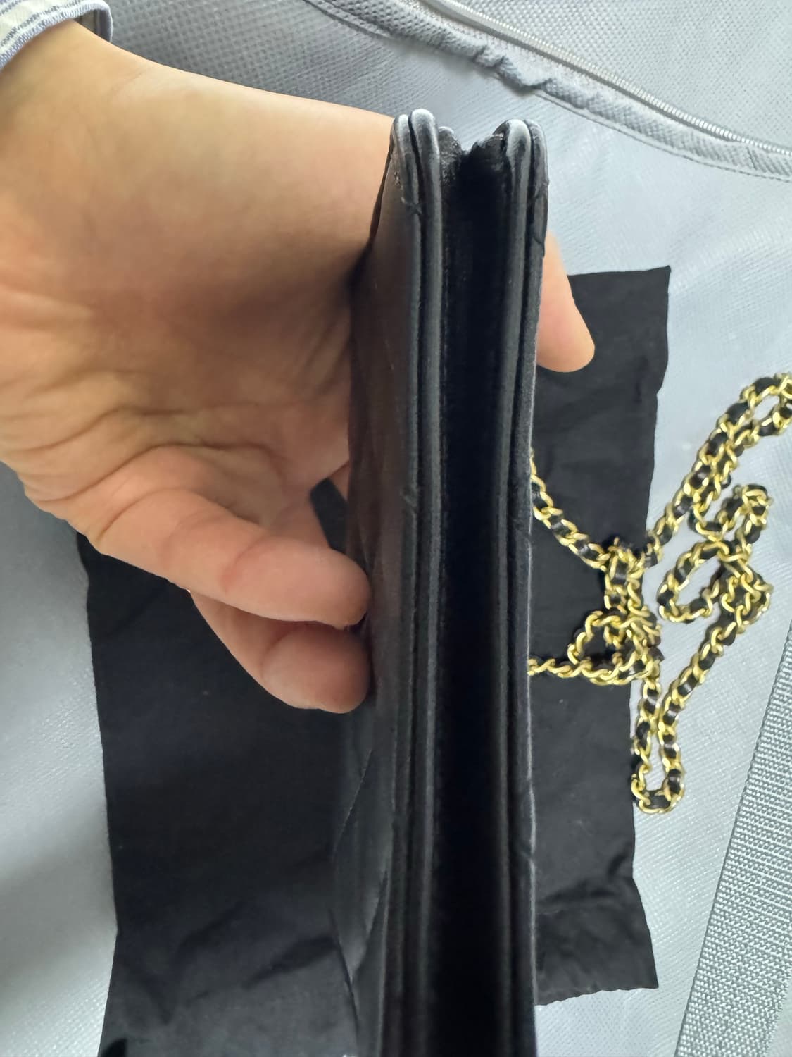 샤넬 체인 플랩 동전 지갑 램스킨 & 골드 메탈 블랙 상품이미지2