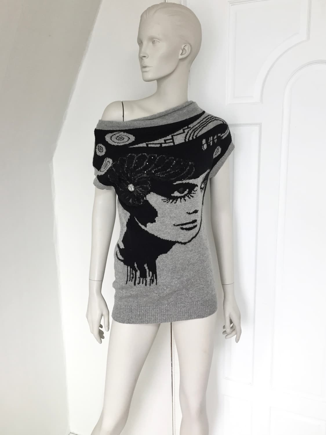 Women’s Grey Cubic Point Knit Top 상품이미지4