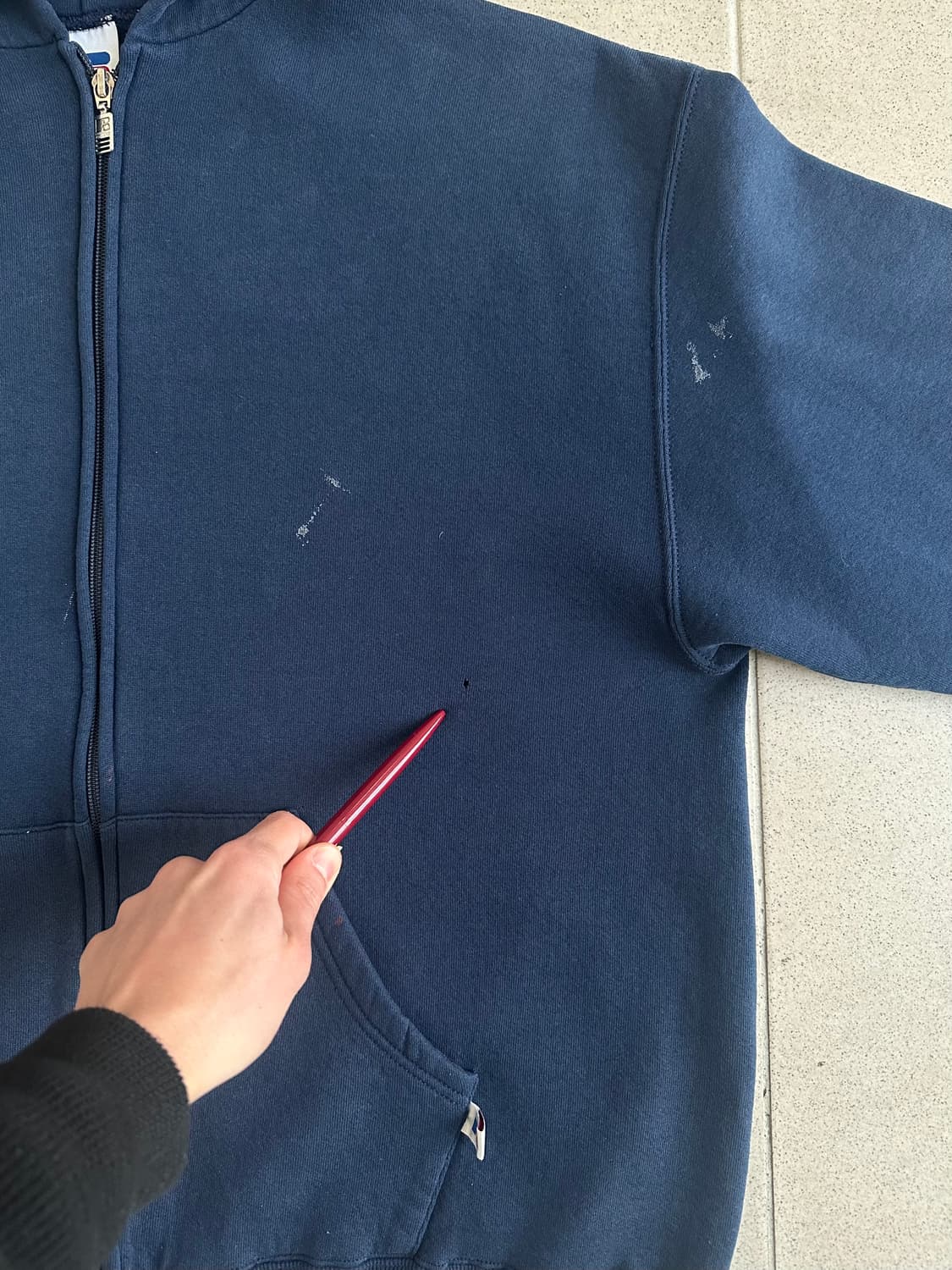 90s 빈티지 러셀 후드집업 네이비 L 페인팅 상품이미지6