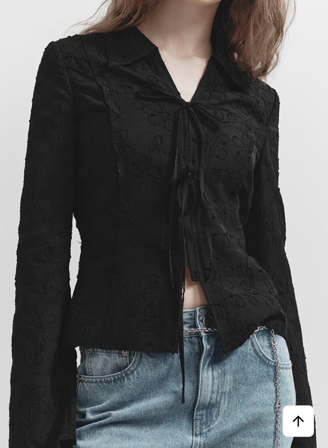 Raive Flower Ribbon Blouse Bk (2) 상품이미지1