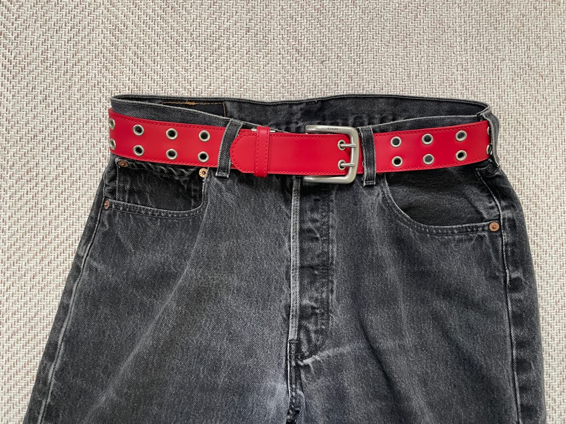 Levis 리바이스 더블 아일렛 실버버클 레더 벨트 상품이미지1