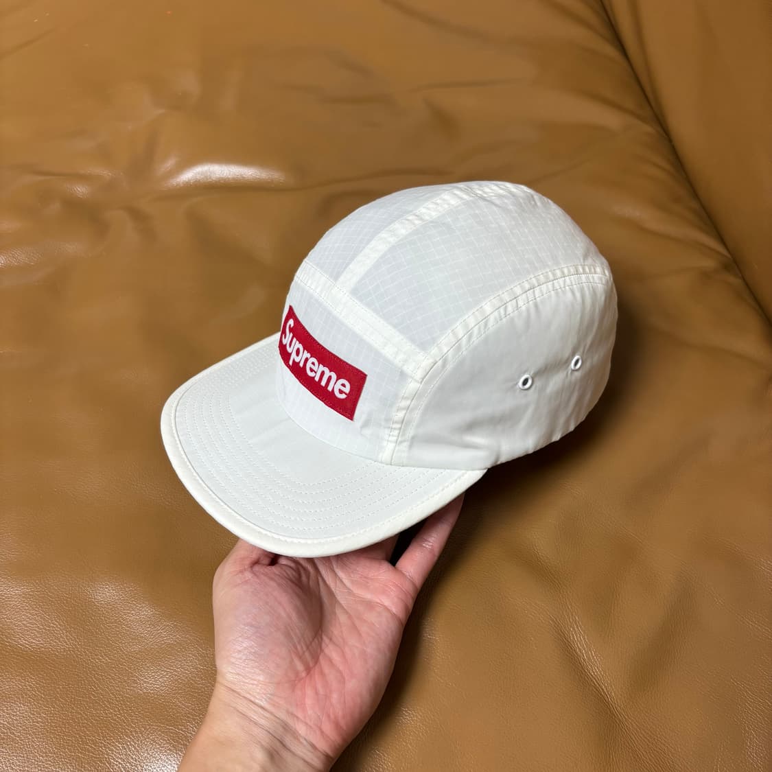 Supreme 슈프림 화이트 립스탑 레드 박스로고 캠프캡 모자 상품이미지4