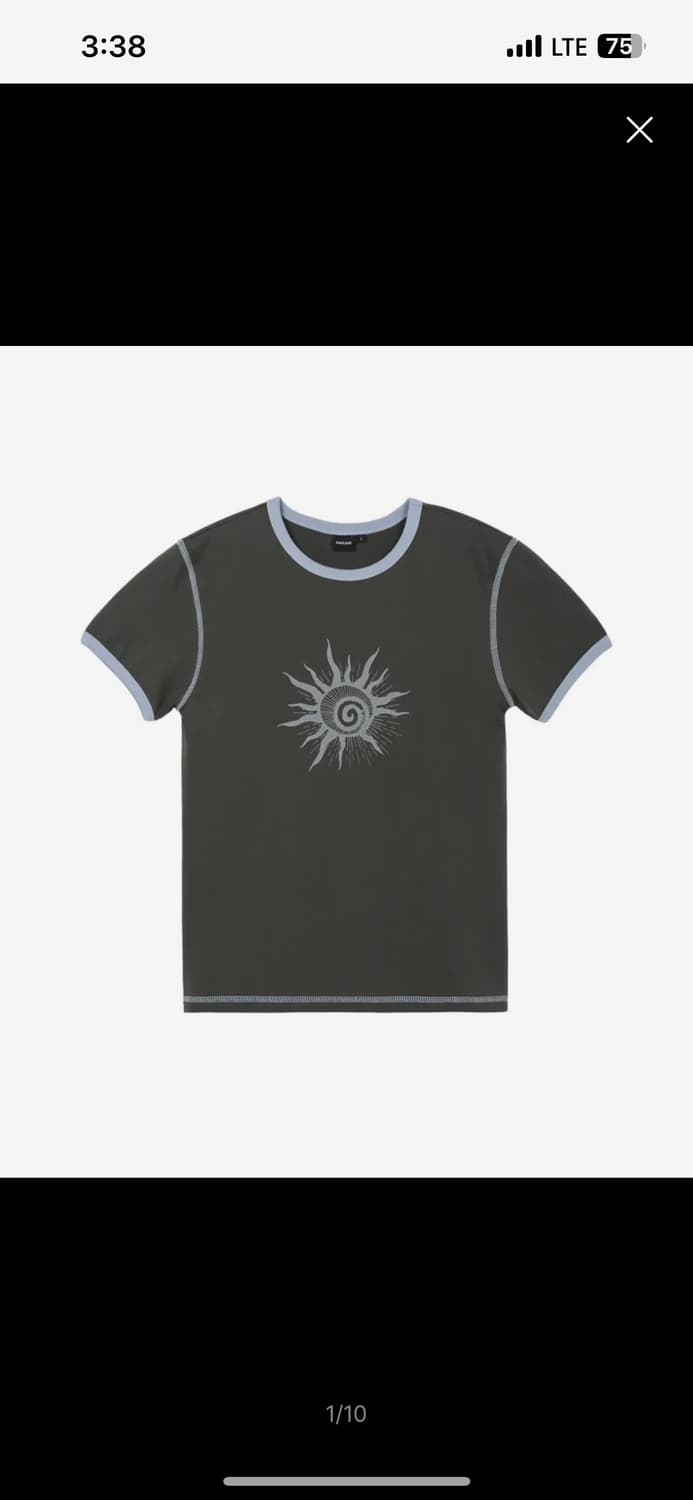 아캄 Cracked Sun Ringer Top 링거 반팔 티셔츠 상품이미지1