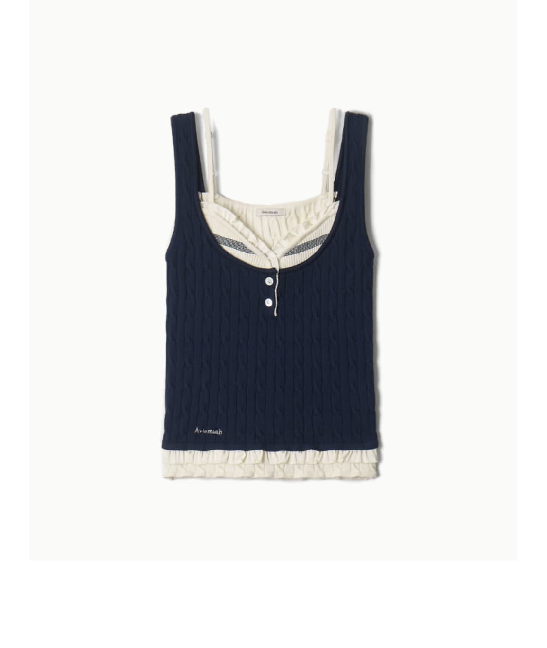 아비에무아 새틴 프릴 케이블 슬리브리스니트 상품이미지1