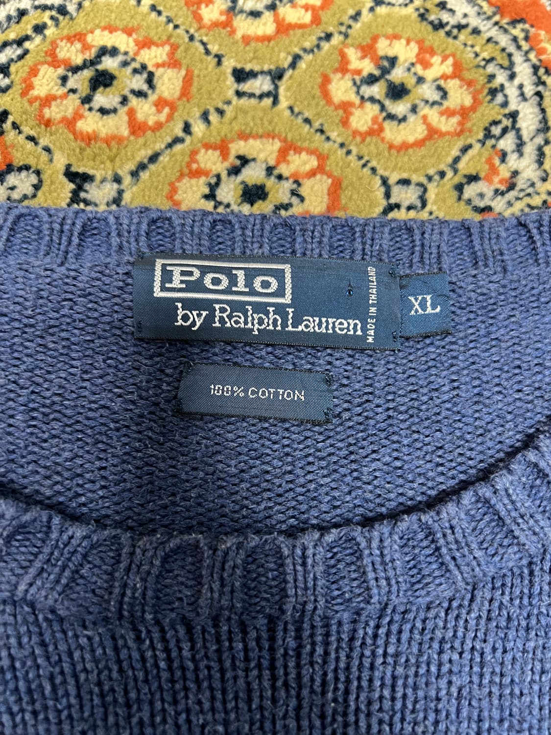 [XL] Polo Ralph Lauren 빈티지 코튼 니트 네이비 상품이미지3