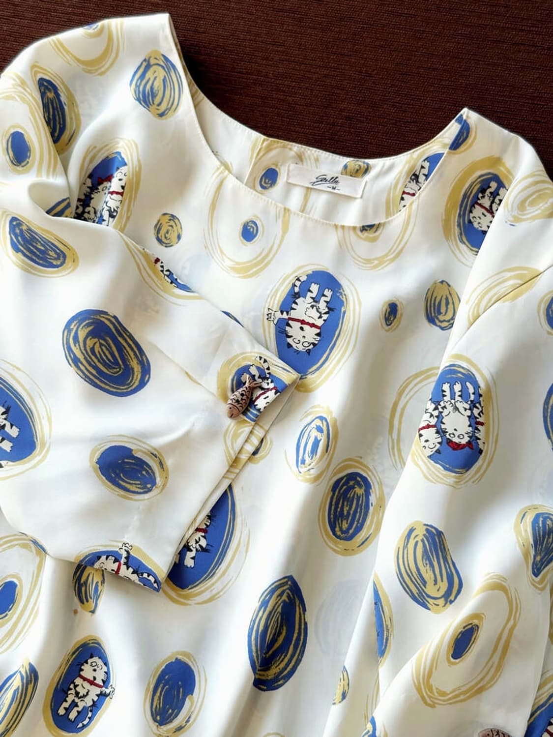 Vintage patterned 2way sheer blouse top 상품이미지1