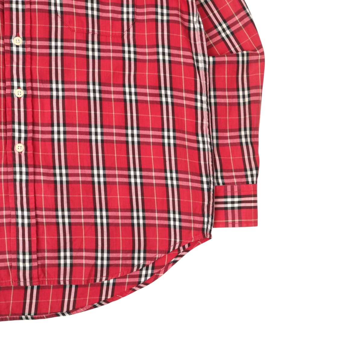 버버리 레드 핑크 노바체크 포켓 로고 셔츠 상품이미지4