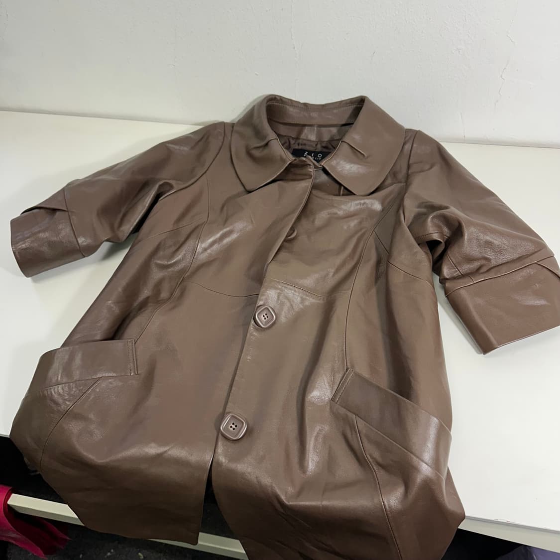 우먼S 지오송지오 초콜릿브라운 단추포인트 양가죽자켓 상품이미지1