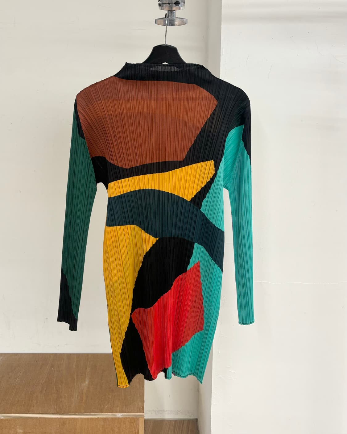 플리츠 플리즈 컬러 블록 패턴 튜닉 또는 원피스 상품이미지6