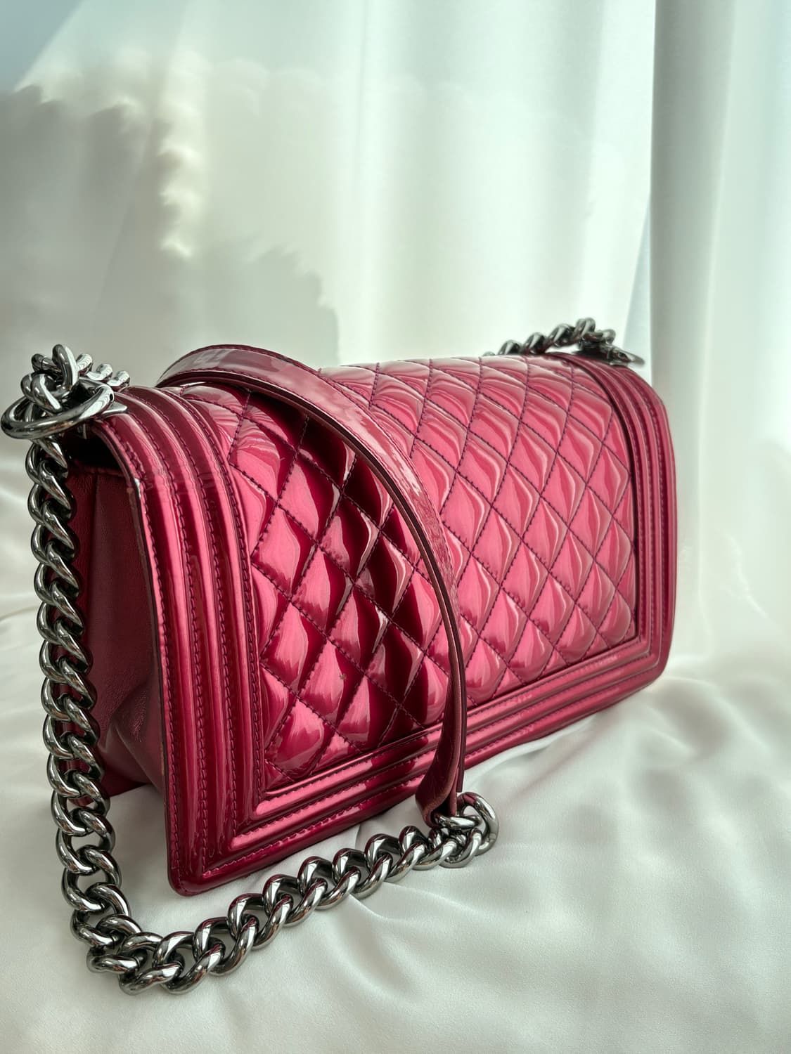 샤넬 보이백 숄더백 핑크 은장 상품이미지4