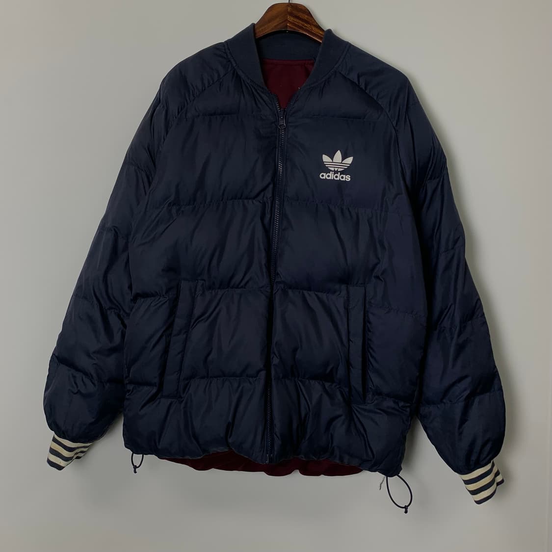 아디다스 버건디 네이비 리버시블 패딩 상품이미지3