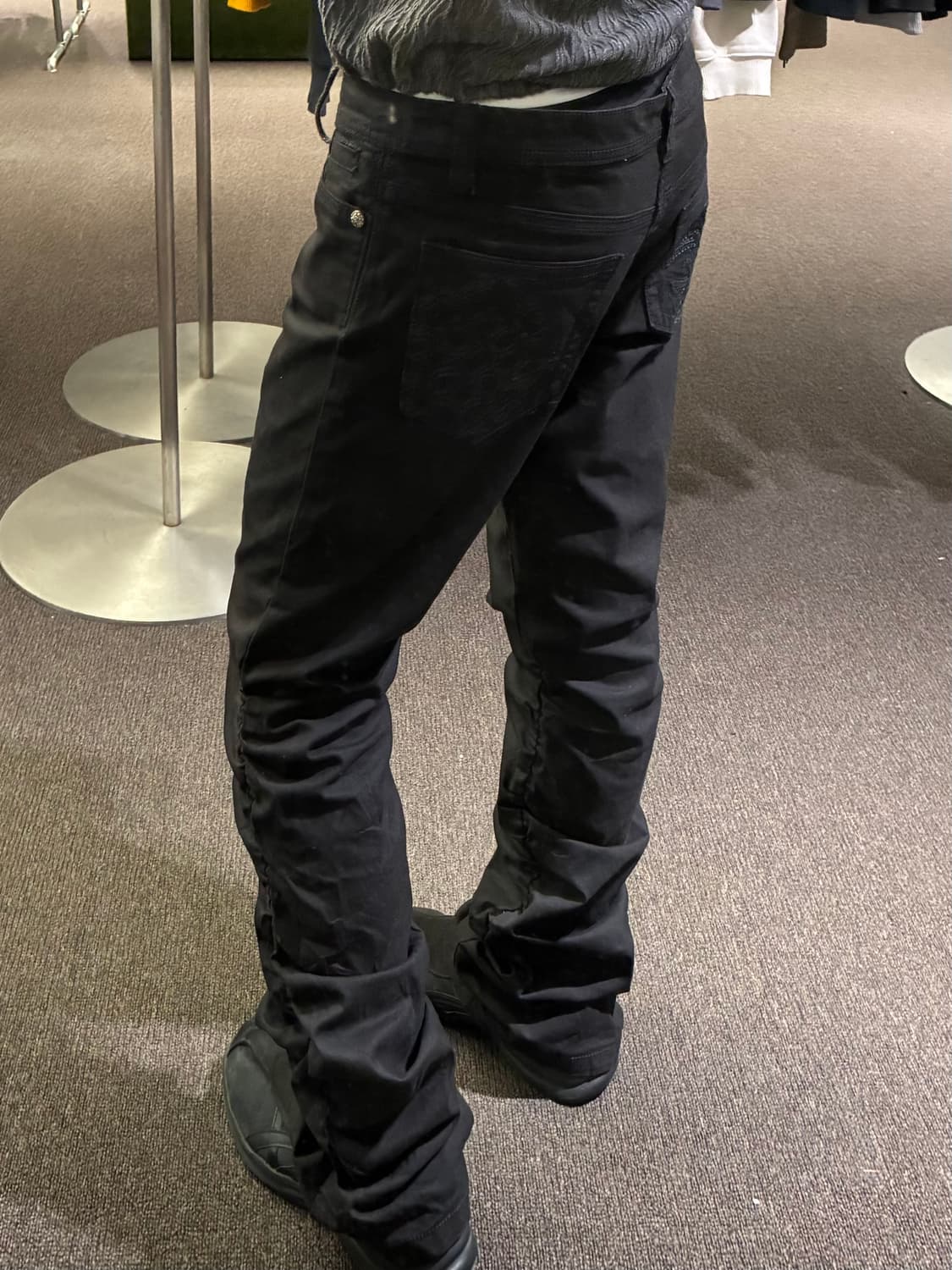 4)Wellbeing 빈티지 여성 셔링 디테일 흑청 데님팬츠 상품이미지1