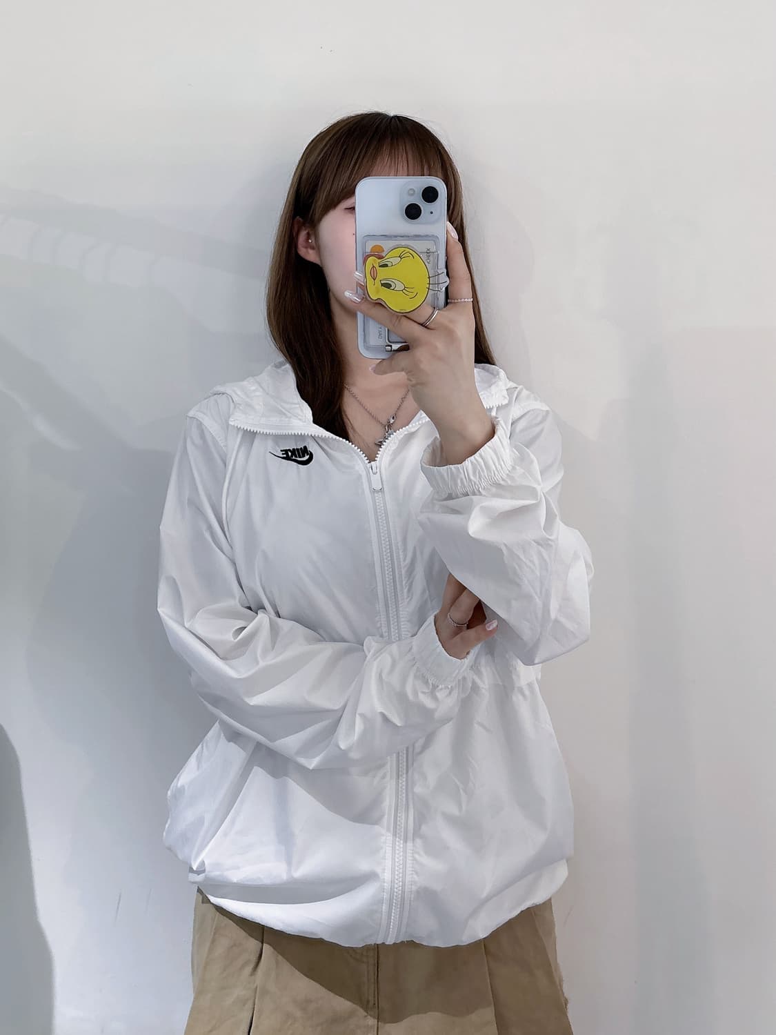 나이키 화이트 후드 바람막이 상품이미지1