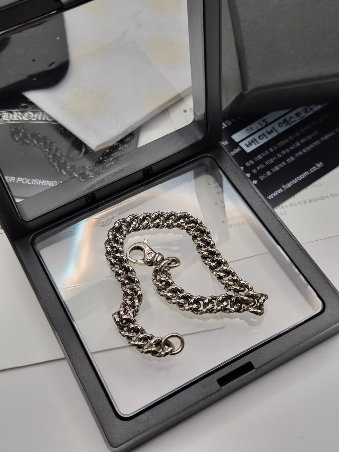 크롬하츠 정품 베이비엑스트라 펜시 체인 팔찌 8인치 풀구성 상품이미지2