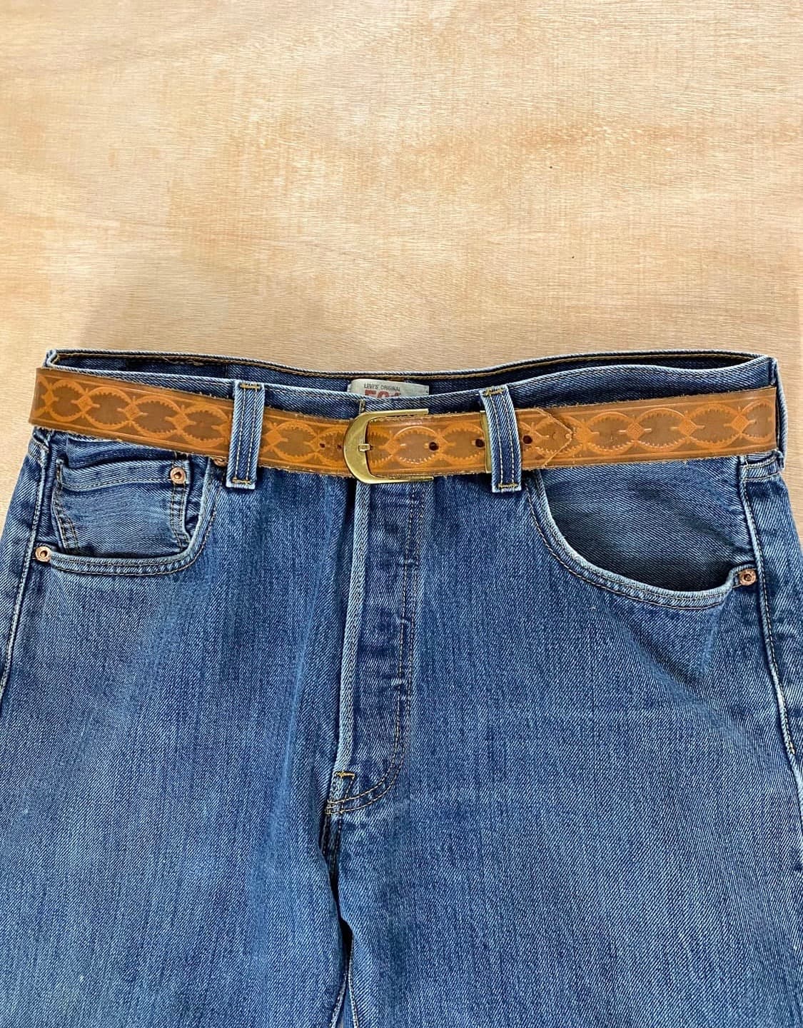 VTG leather belt 미국 빈티지 음각 레더 벨트 상품이미지1