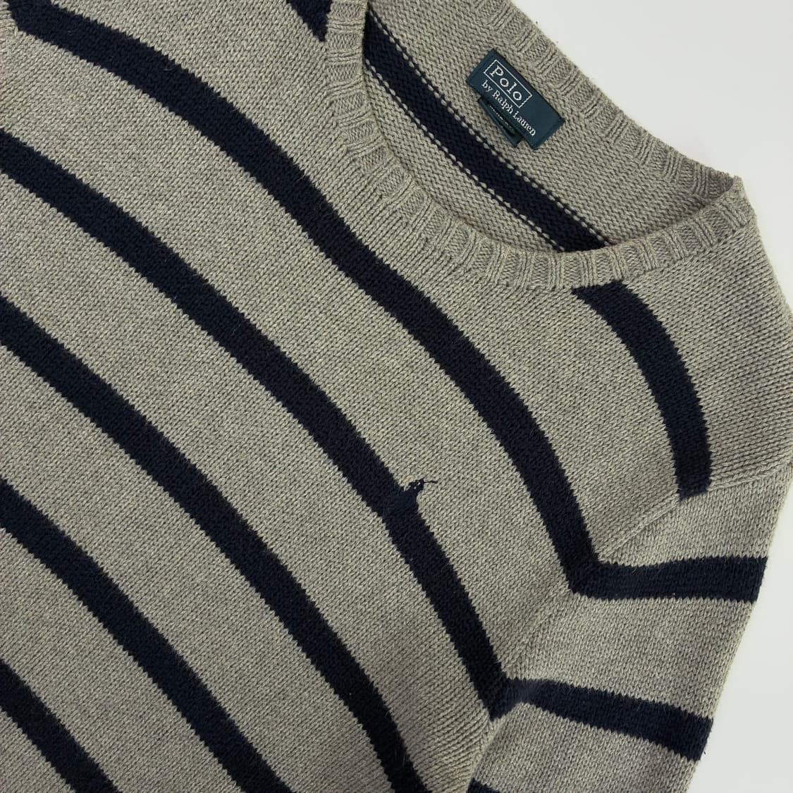 Polo  폴로 랄프로렌 자수 단가라 코튼 그레이 니트 상품이미지2