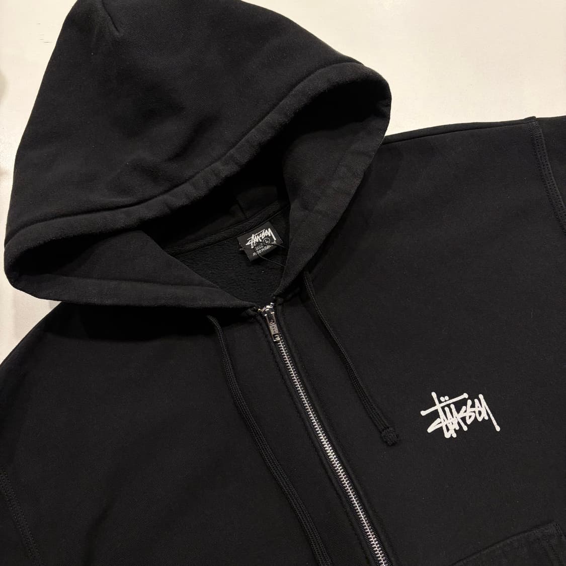 [L] 스투시 블랙 빅로고 스웻 후드집업 C349 상품이미지3