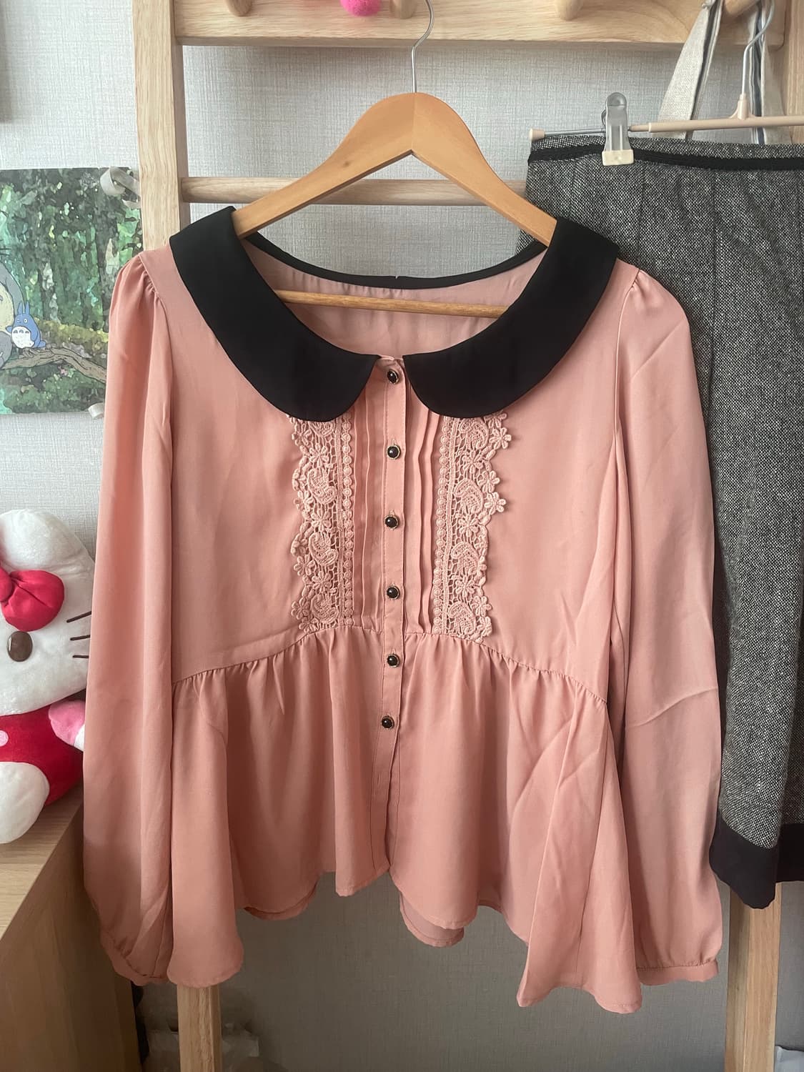 모리걸 빈티지 피치핑크 레이스 블라우스 set💗🖤 상품이미지2