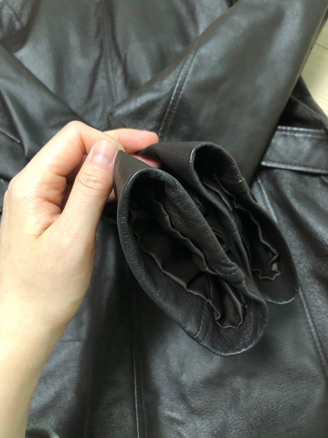 L 히든버튼 돼지가죽 자켓 벨트포함 상품이미지8
