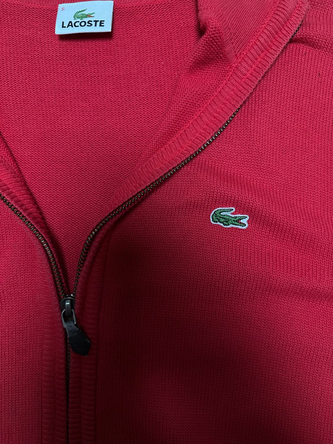 라코스테 레드 니트 집업 가디건 5사이즈 105 상품이미지3